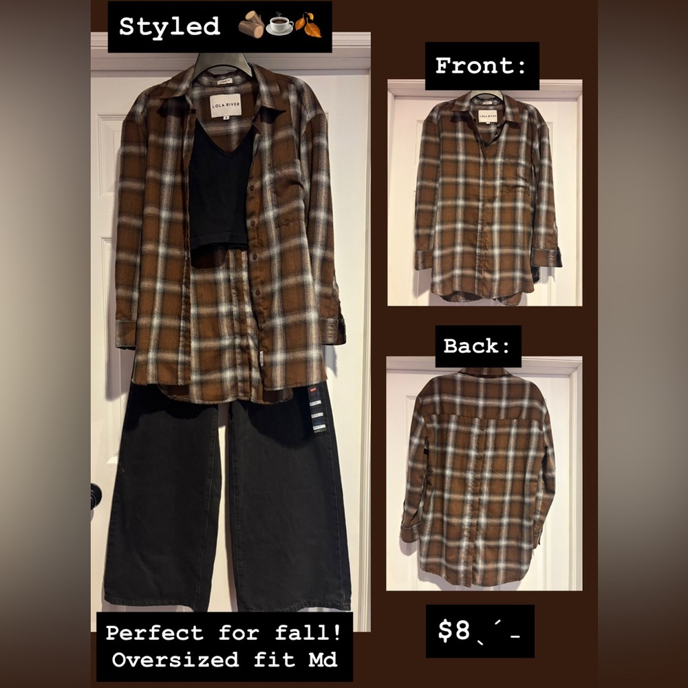 Brown Plaid Button-Up Shirt